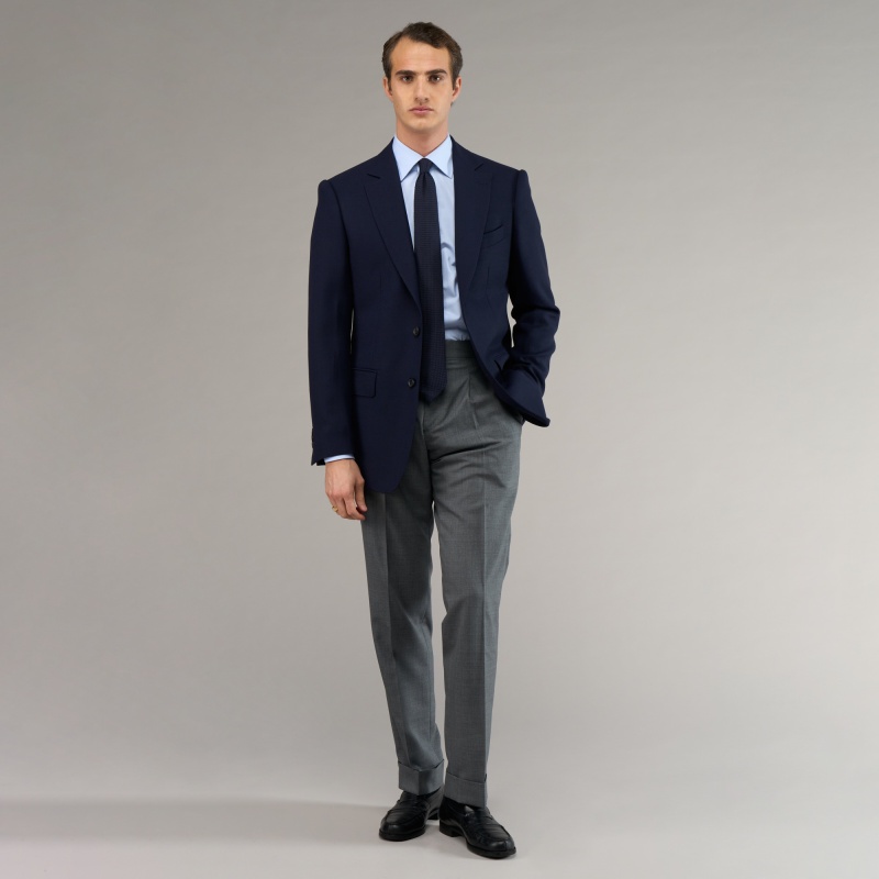 Veste bleu nuit Mock Leno | Blazer hopsack respirant homme