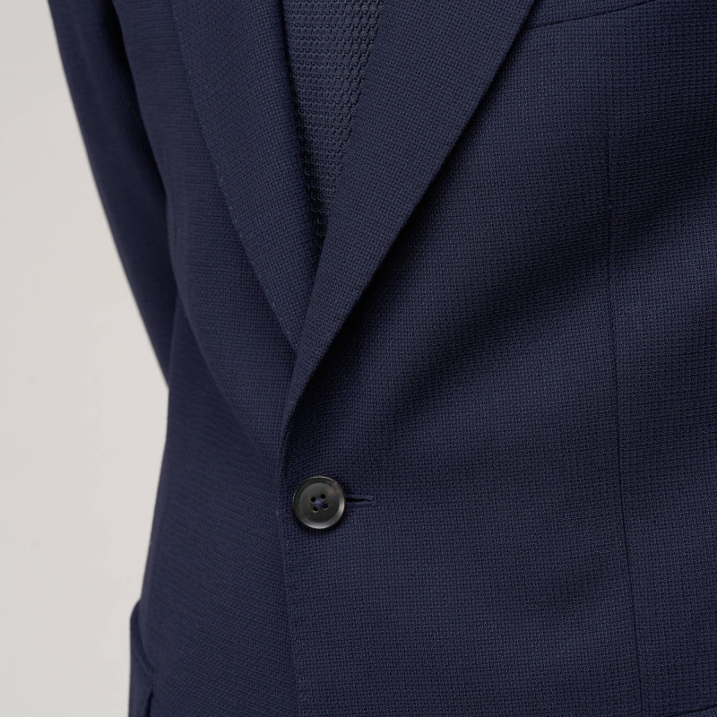 Veste bleu nuit Mock Leno | Blazer hopsack respirant homme