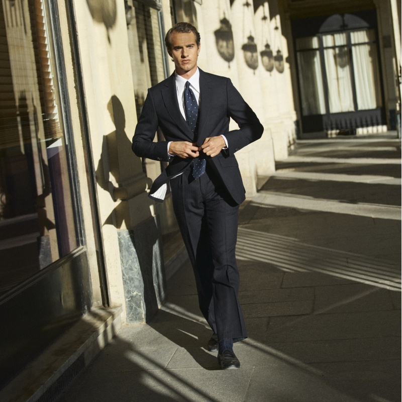 Costume marine chevrons Standeven 340g cran parisien