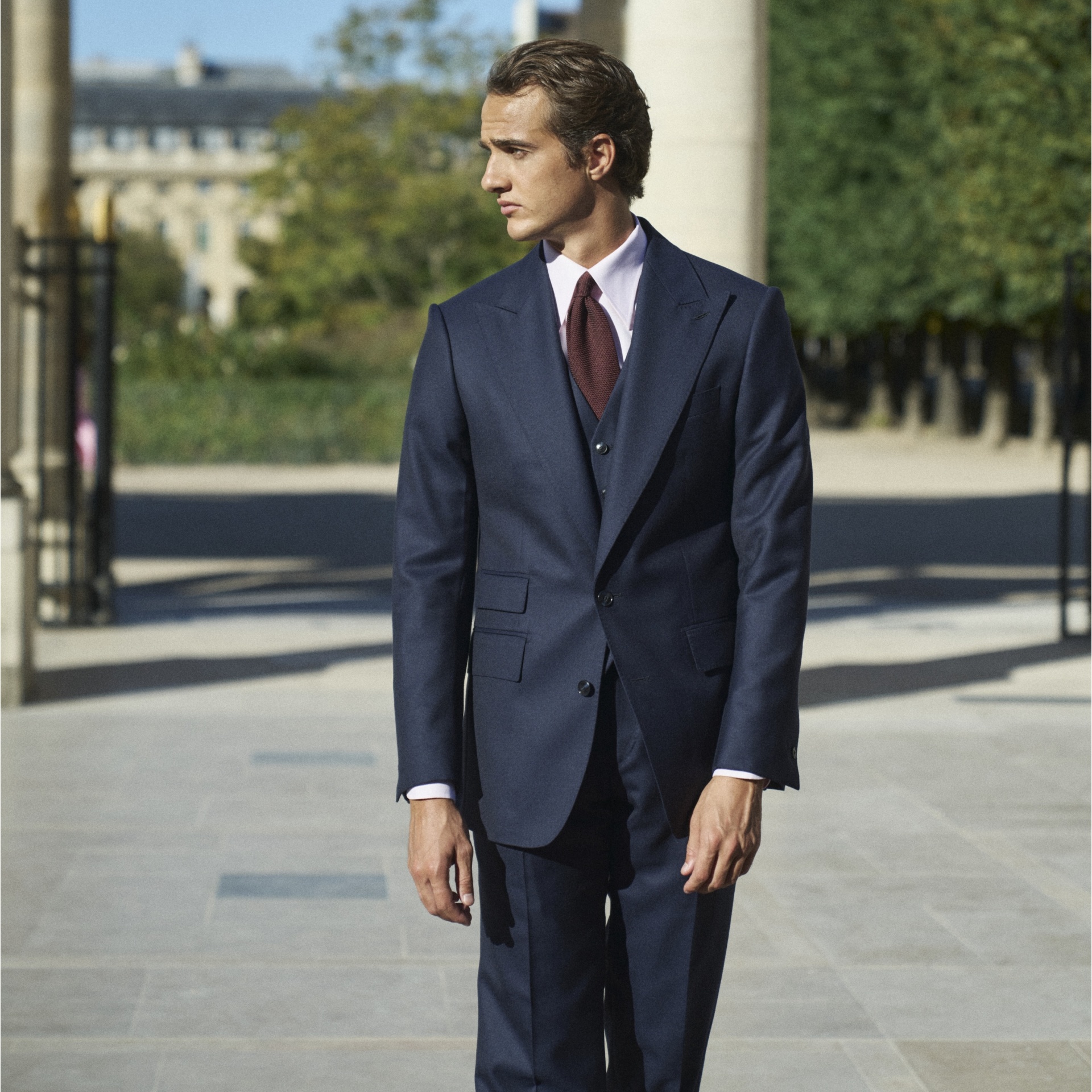 Costume marine gabardine Standeven 340g cran aigu