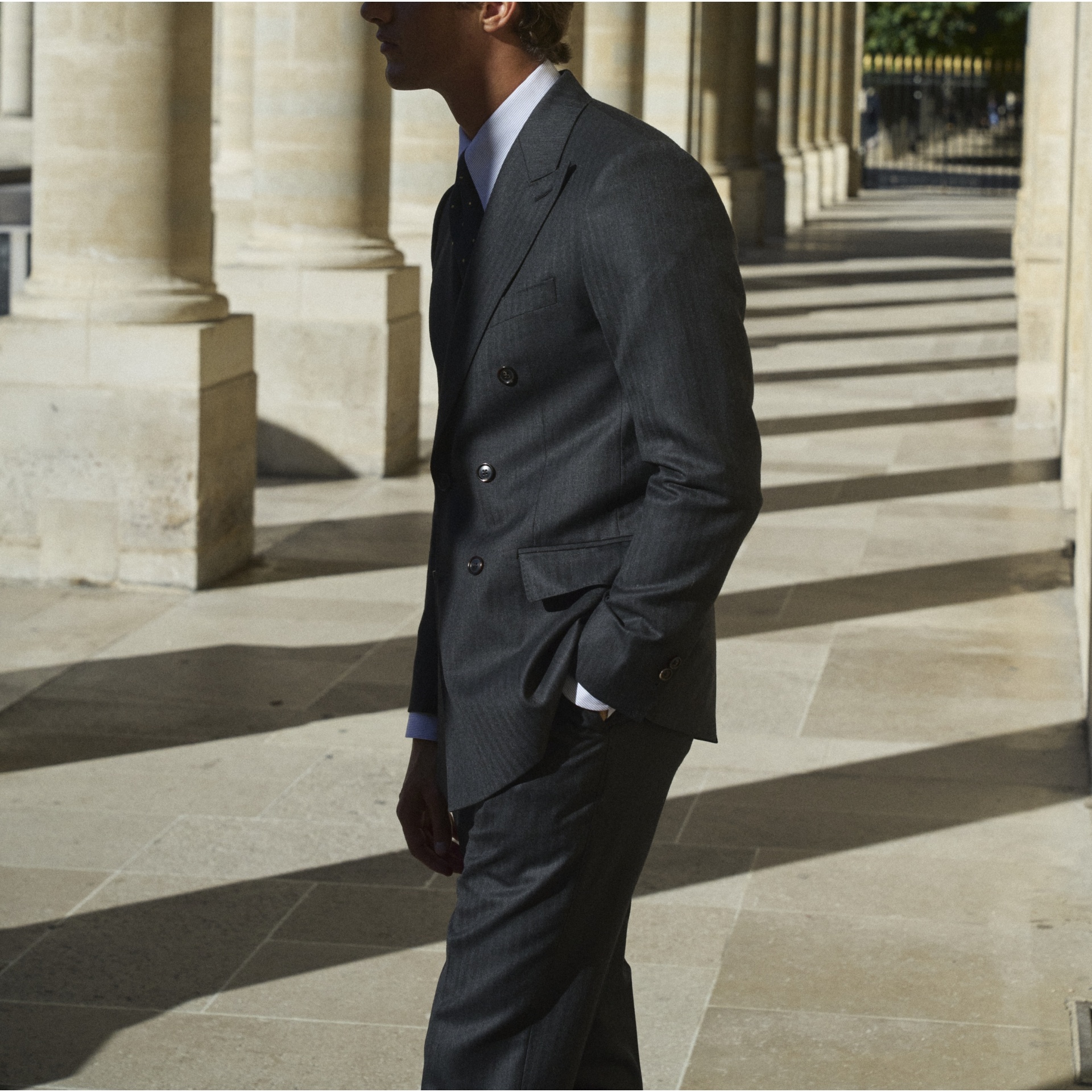 Costume croisé à chevrons anthracite Standeven