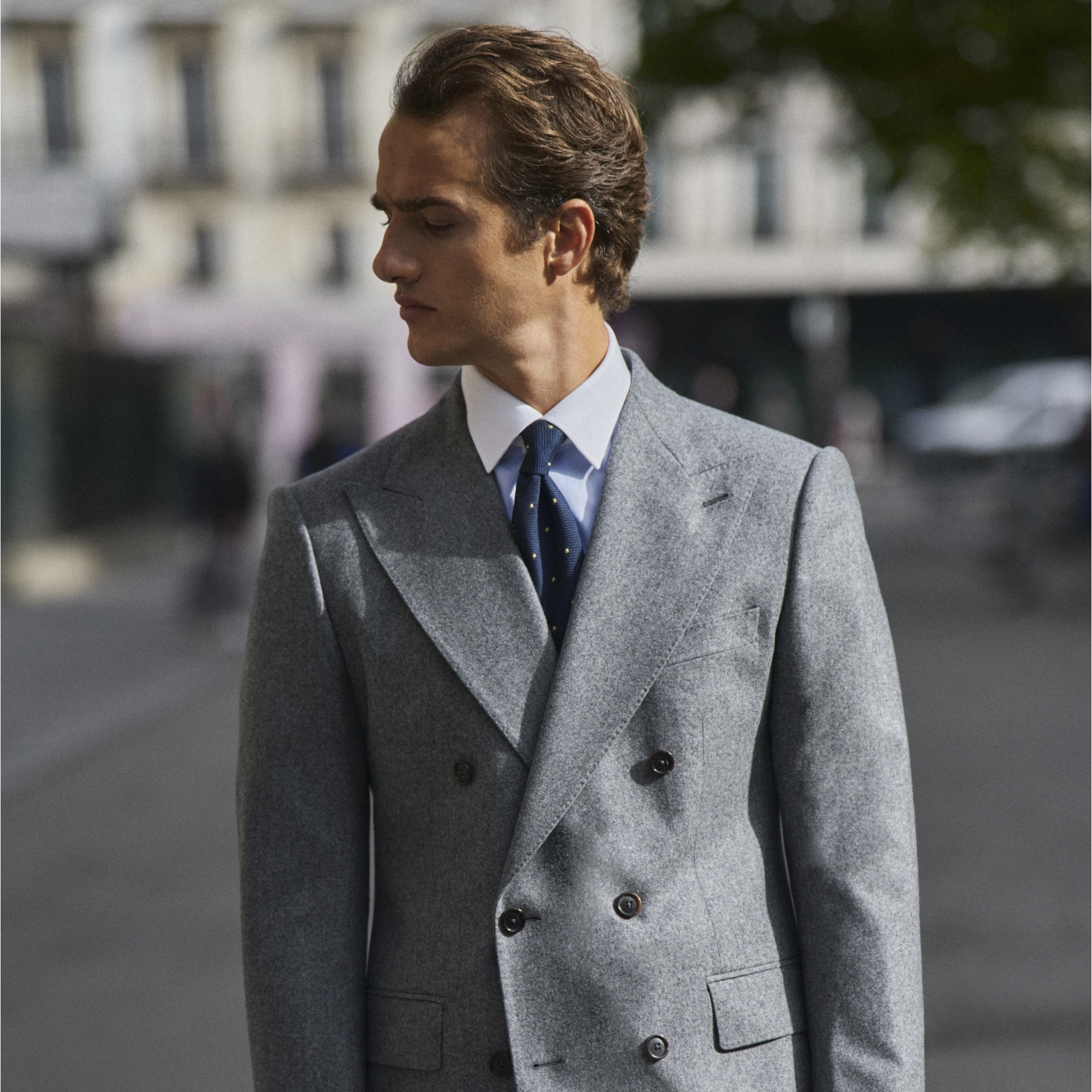 Costume croisé flanelle grise 370g Vitale Barberis