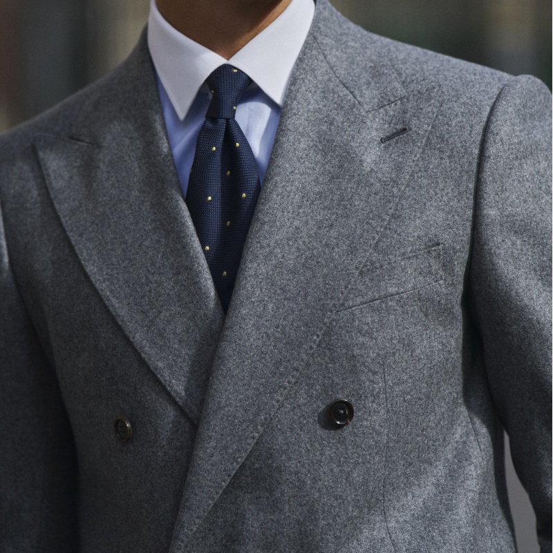 Costume croisé flanelle grise 370g Vitale Barberis