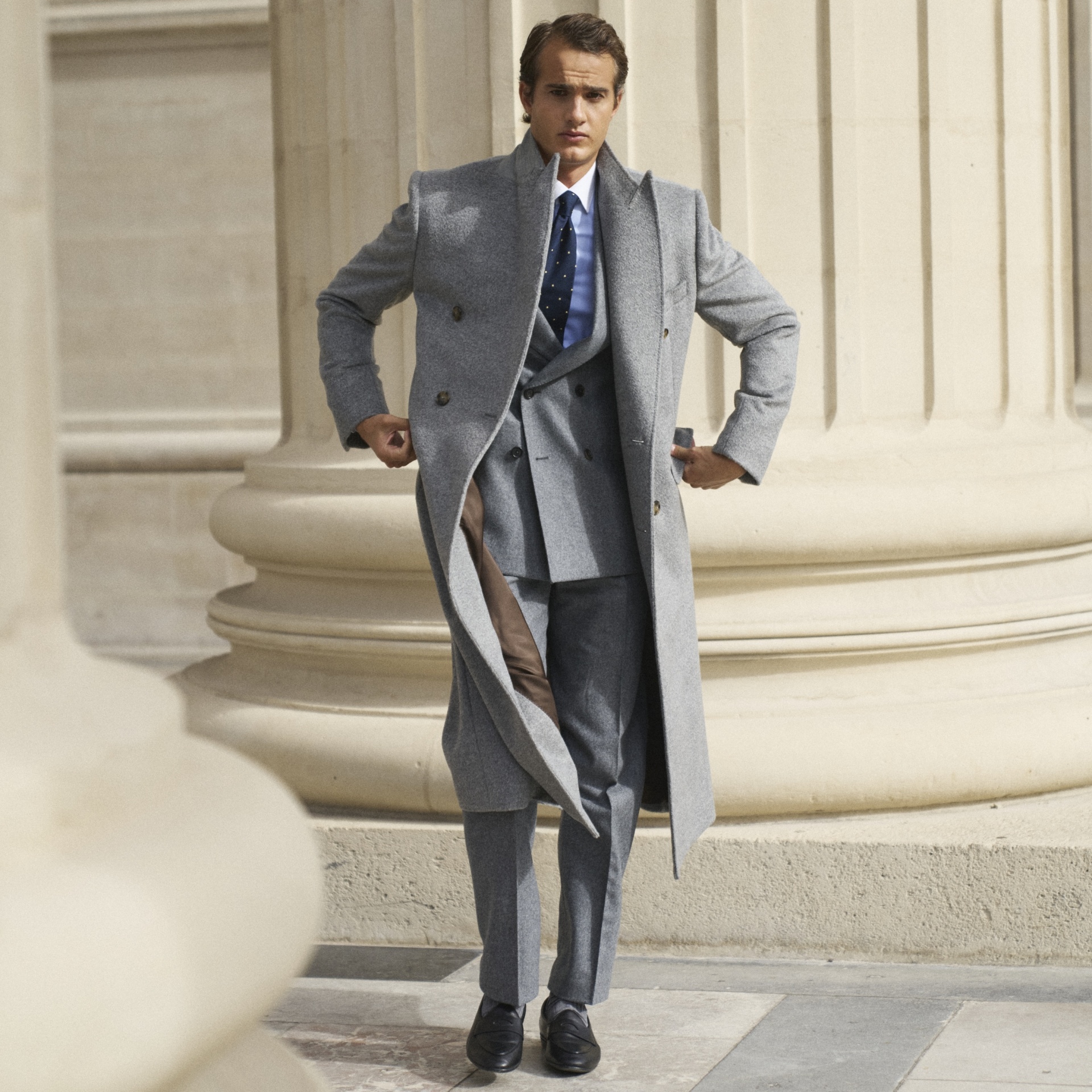 Manteau Croisé Gris