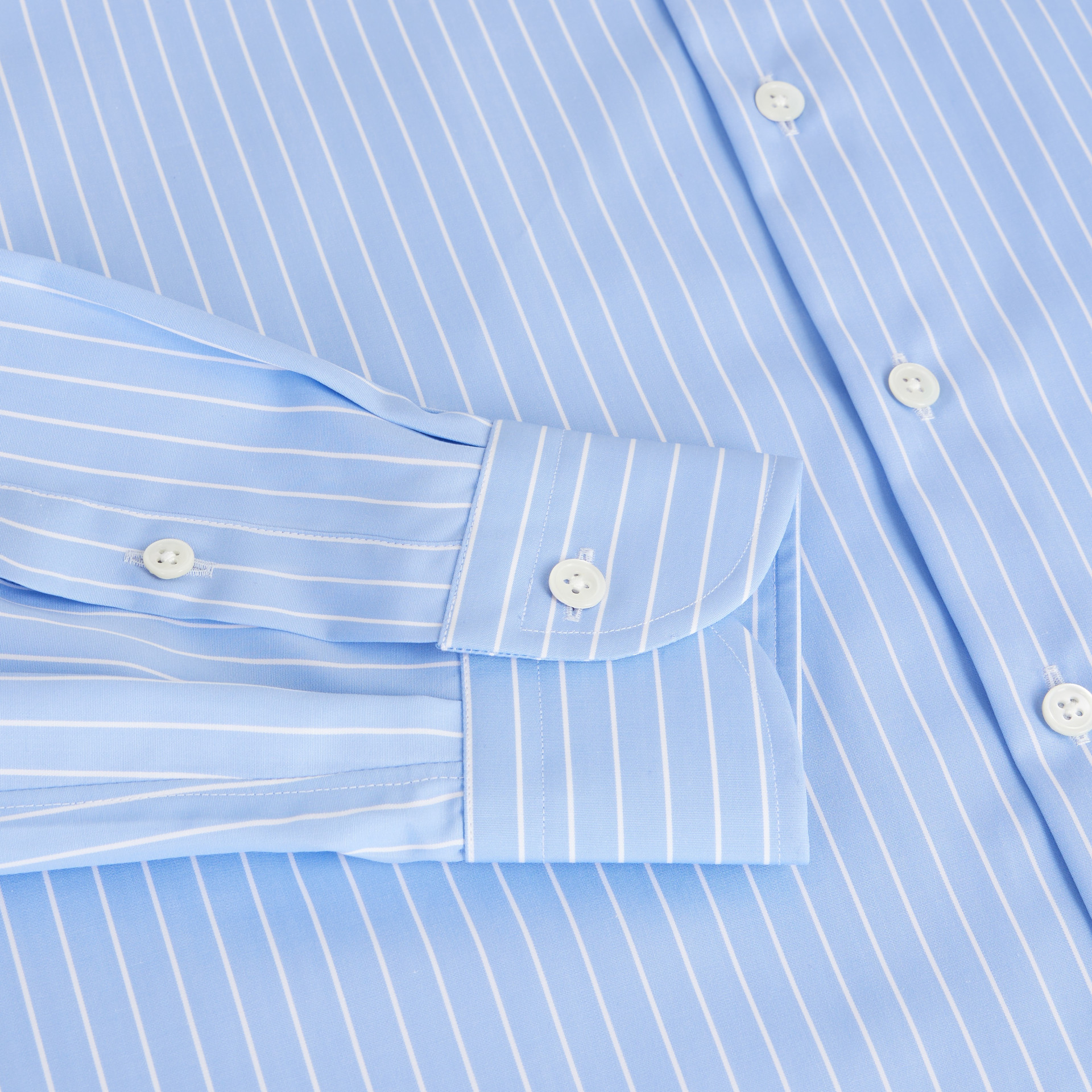 Chemise Popeline Bleu finement rayée blanc