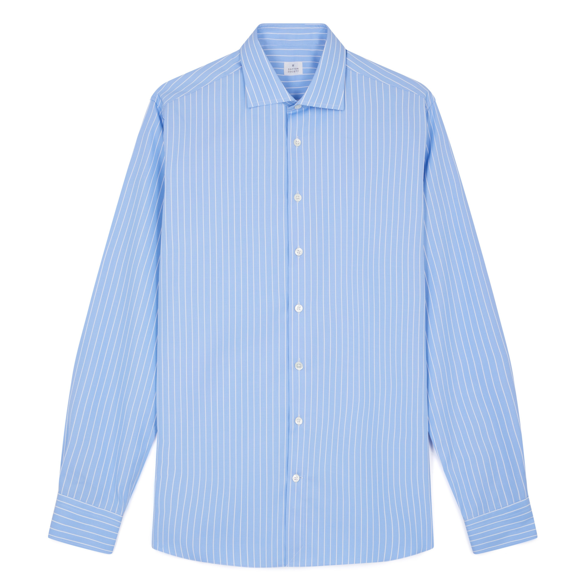 Chemise Popeline Bleu finement rayée blanc