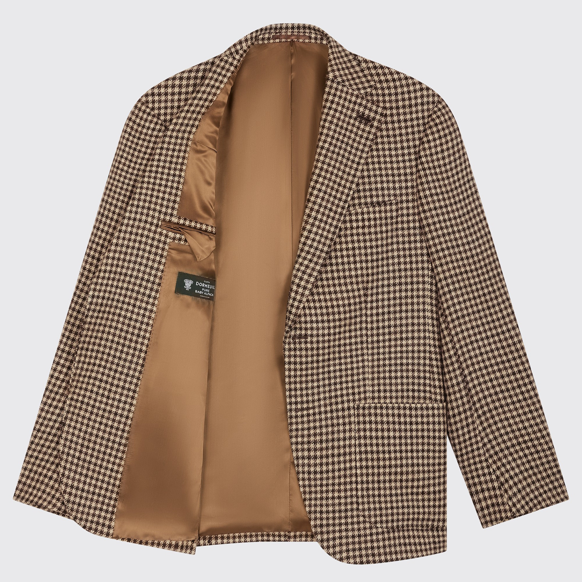 Veste pied de poule marron en Baby Alpaga