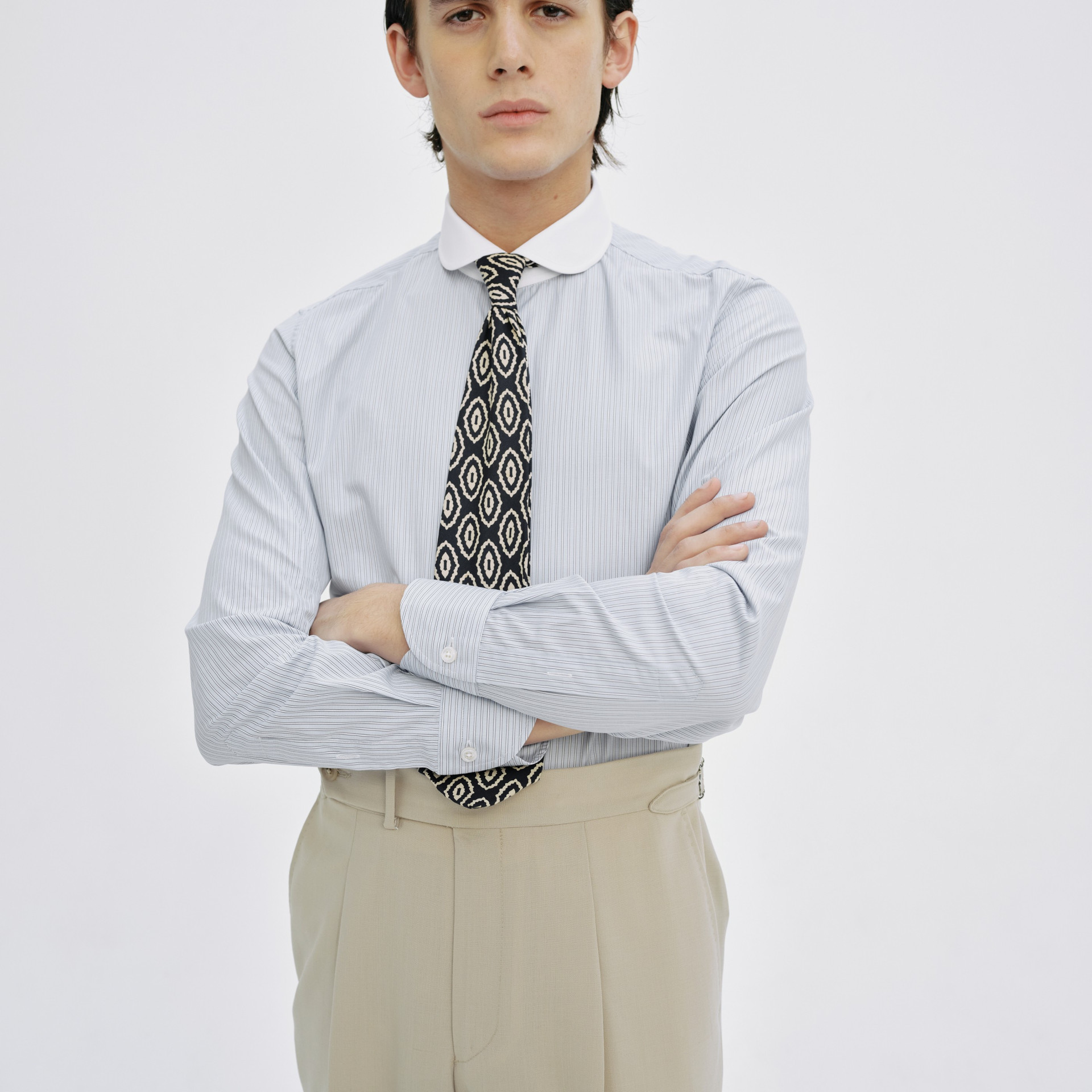 Costume beige en laine destructuré