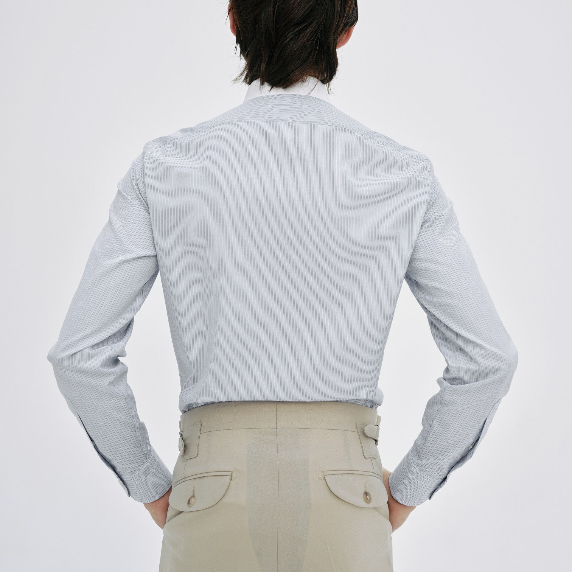 Costume beige en laine destructuré