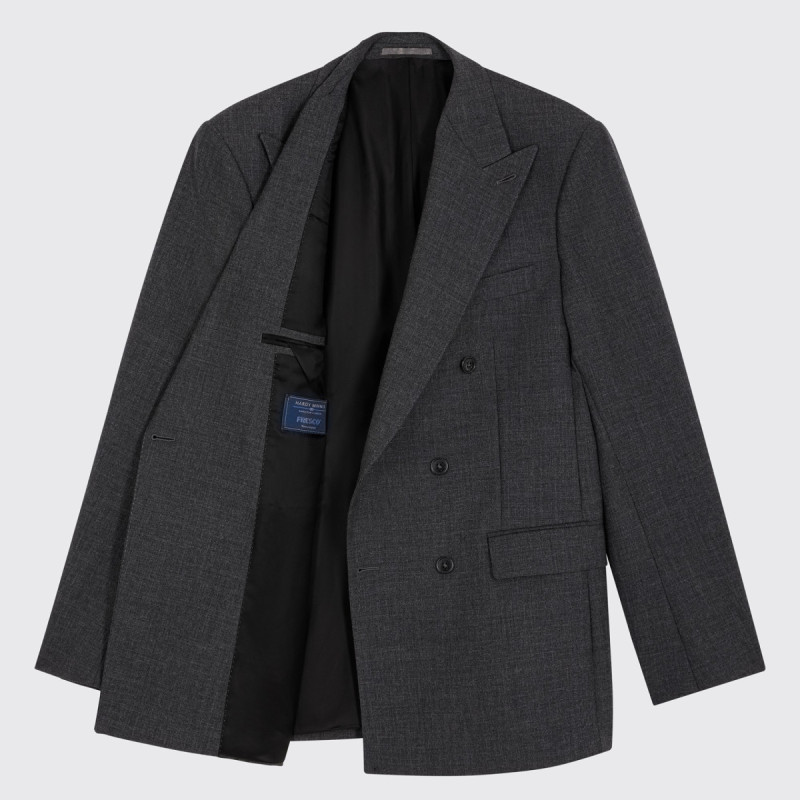 Costume croisé en Fresco Gris