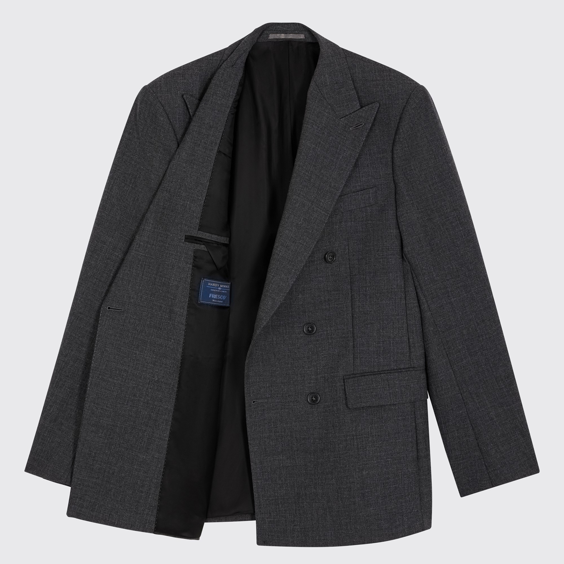 Costume croisé en Fresco Gris