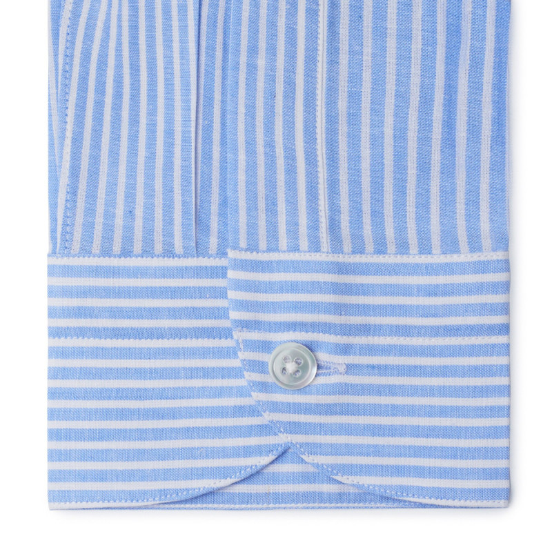 Chemise homme Lin Coton Rayé bleu