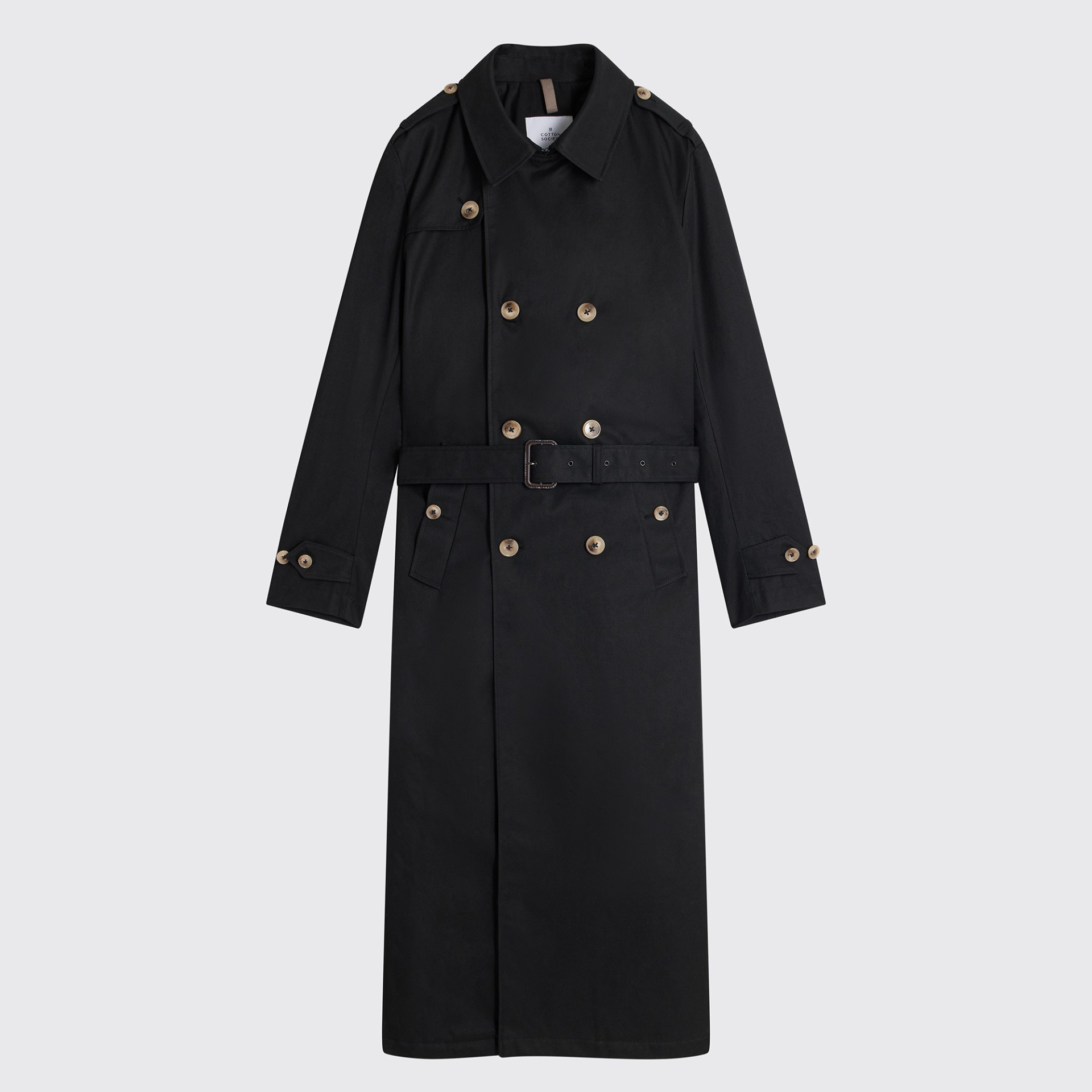 Trench long matelassé noir