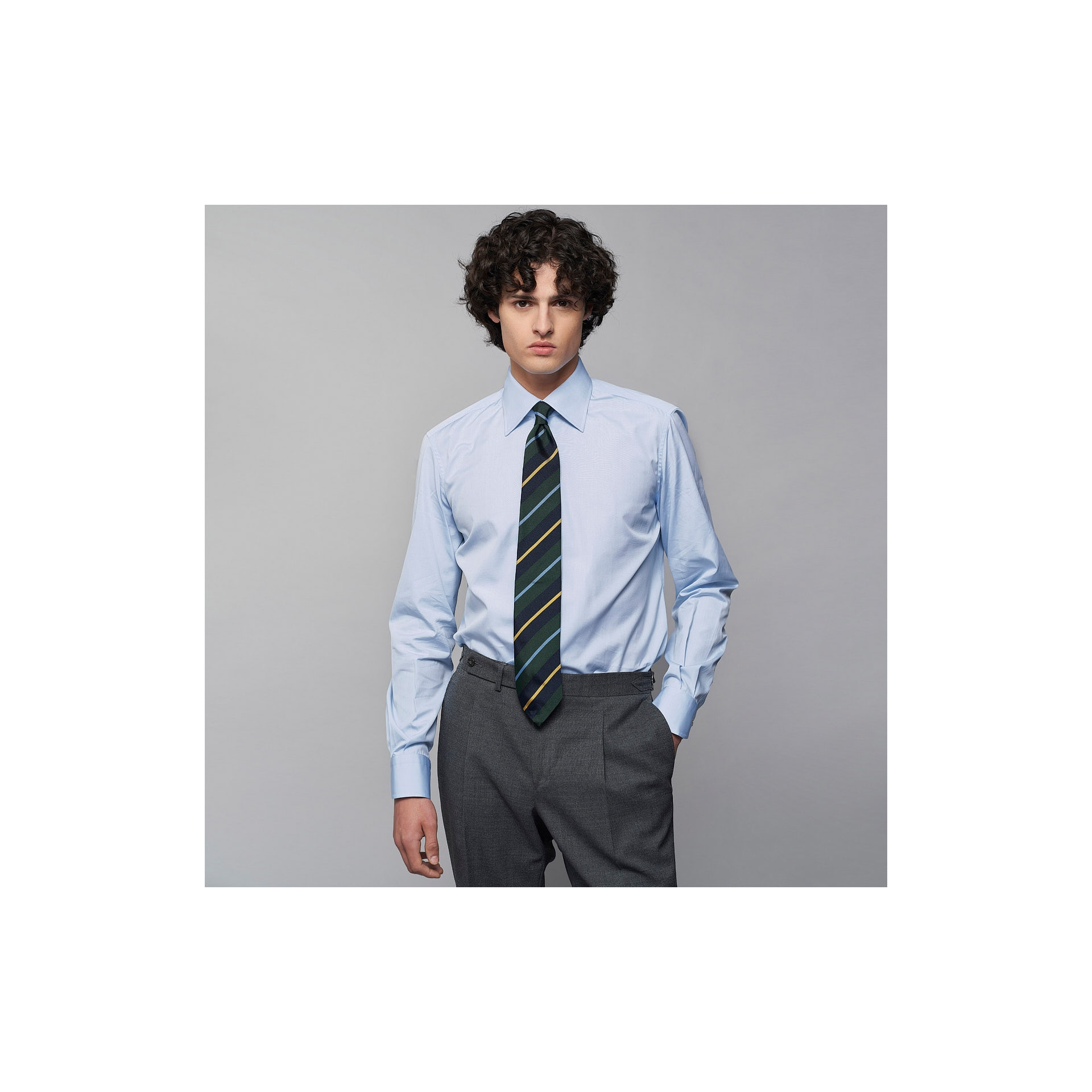 Chemise Popeline Uni Bleu