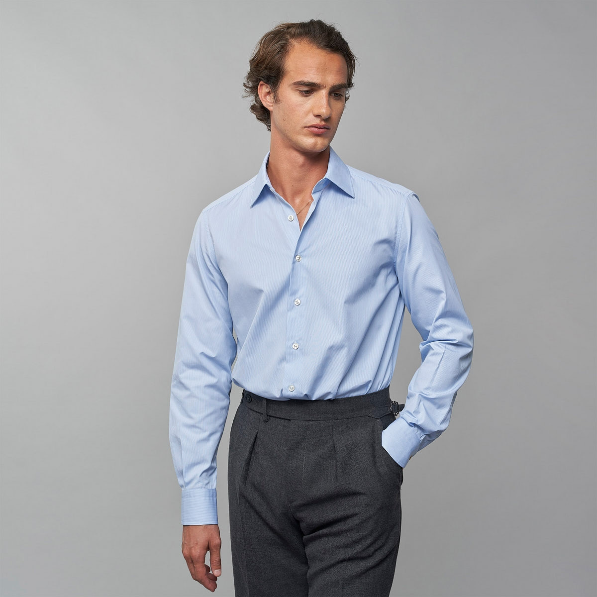 Chemise Popeline Rayée Bleue
