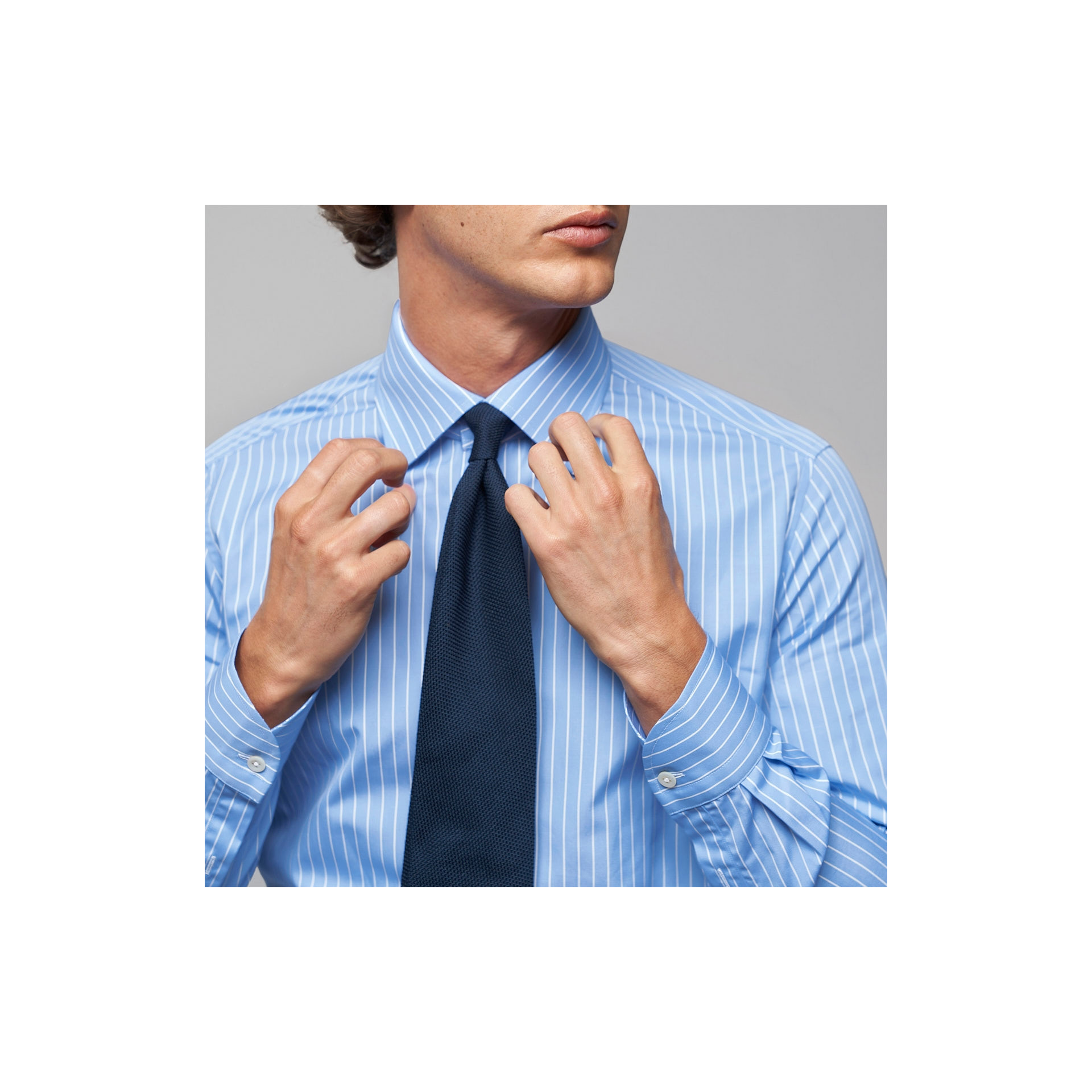 Chemise Popeline Rayée Bleue