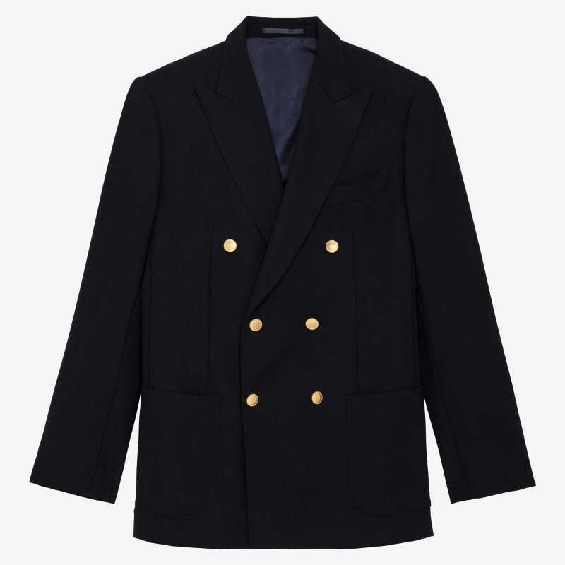 Blazer croisé à boutons dorés en Fresco 2 plis