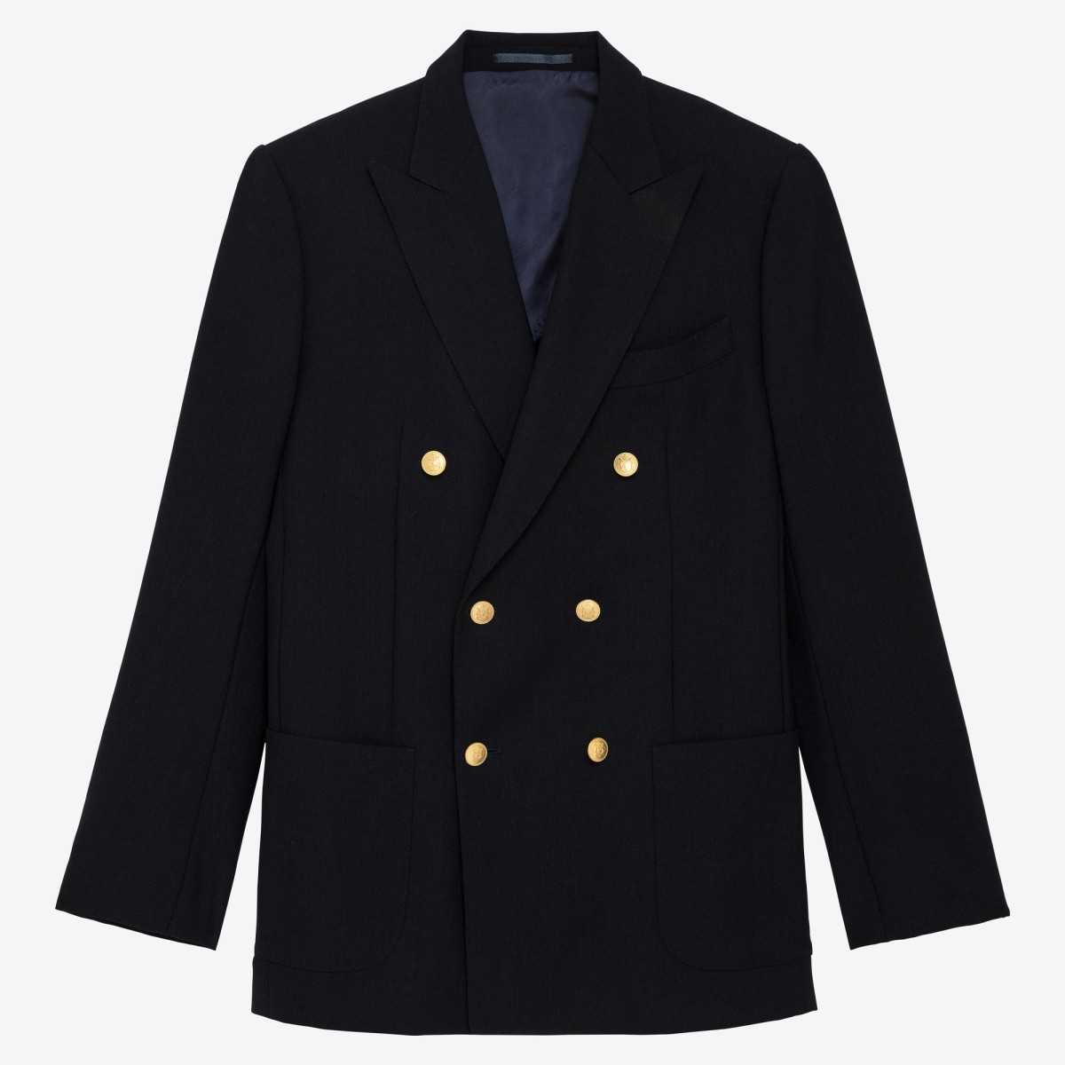 Blazer croisé à boutons dorés en Fresco 2 plis