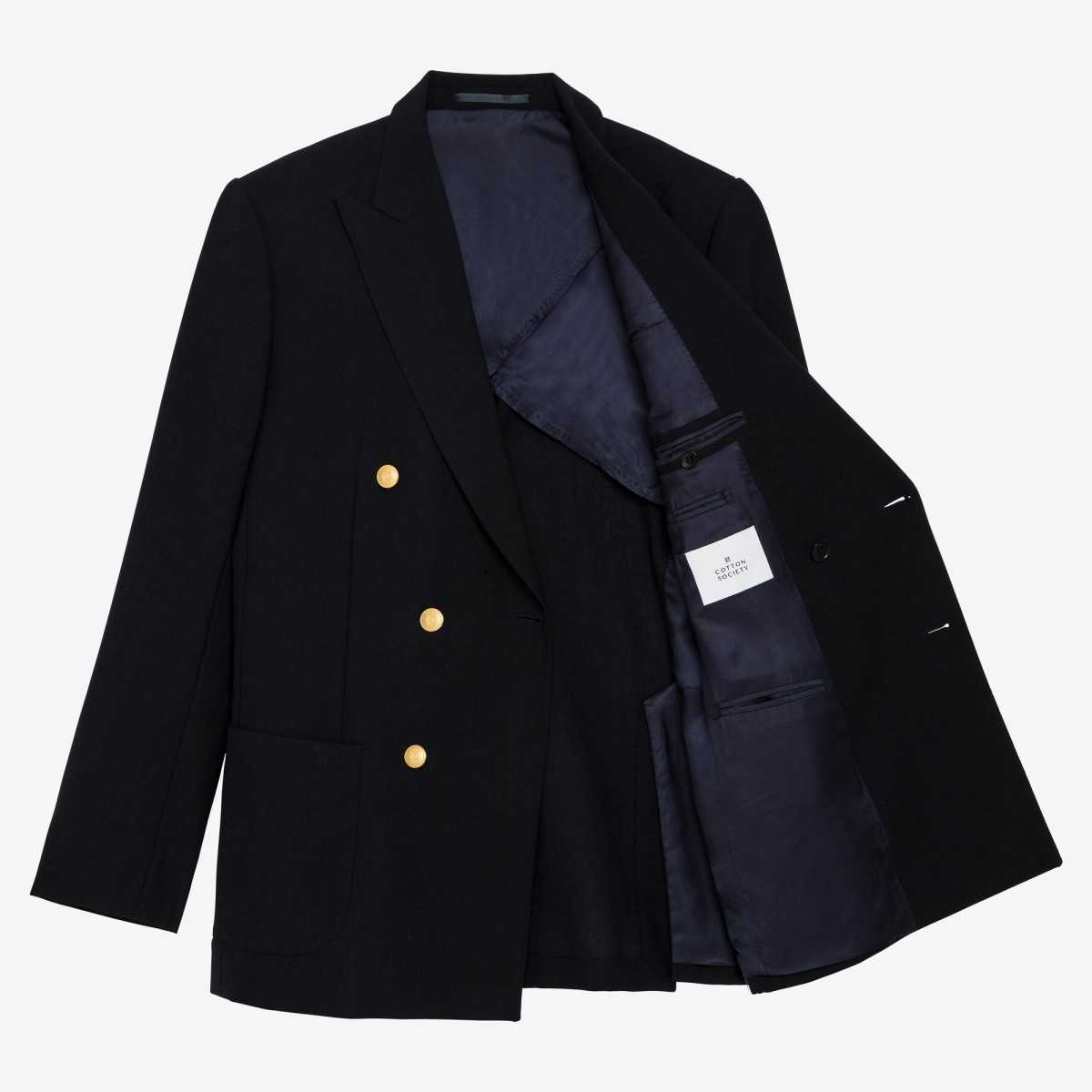 Blazer croisé à boutons dorés en Fresco 2 plis