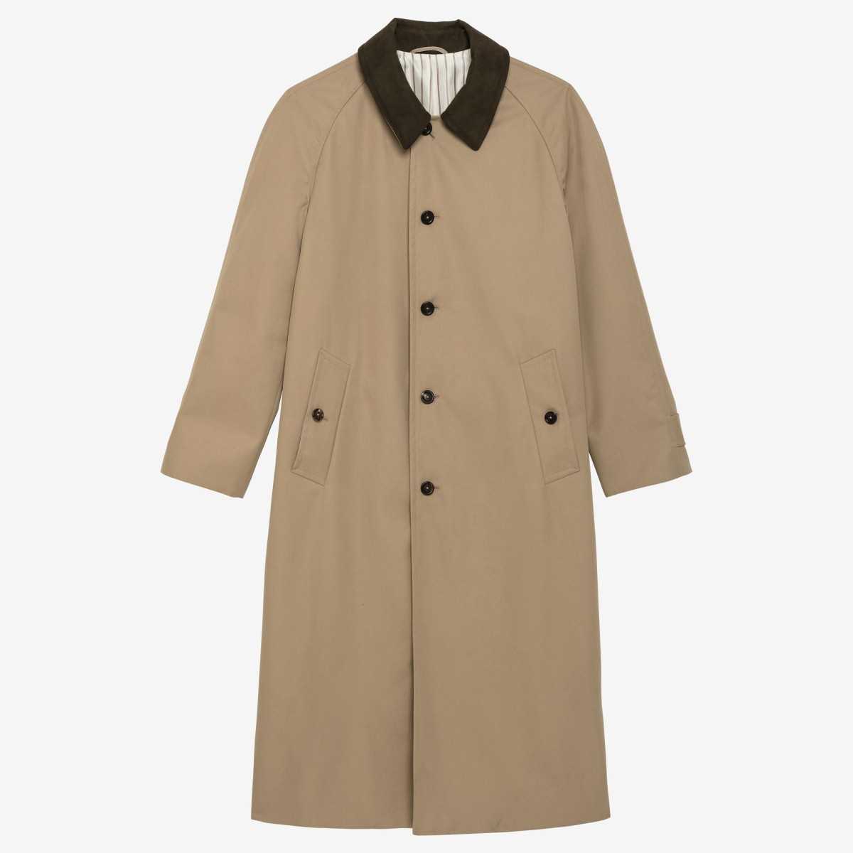 Imperméable gabardine beige manches raglan col contrasté