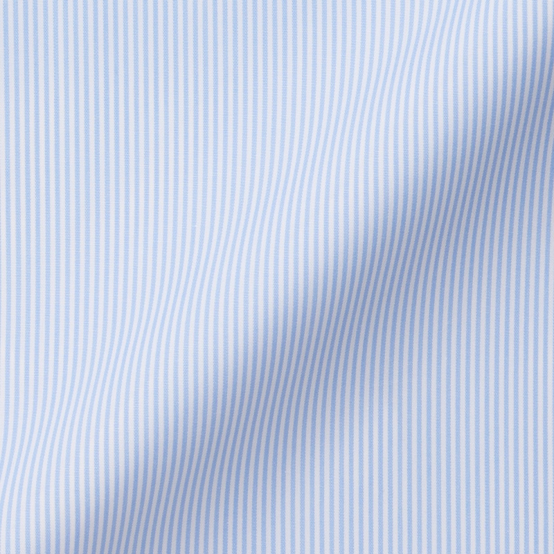 Popeline Rayé Blanc Bleu Ciel