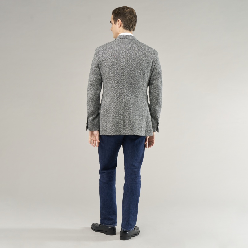 Veste Tweed à Chevrons gris