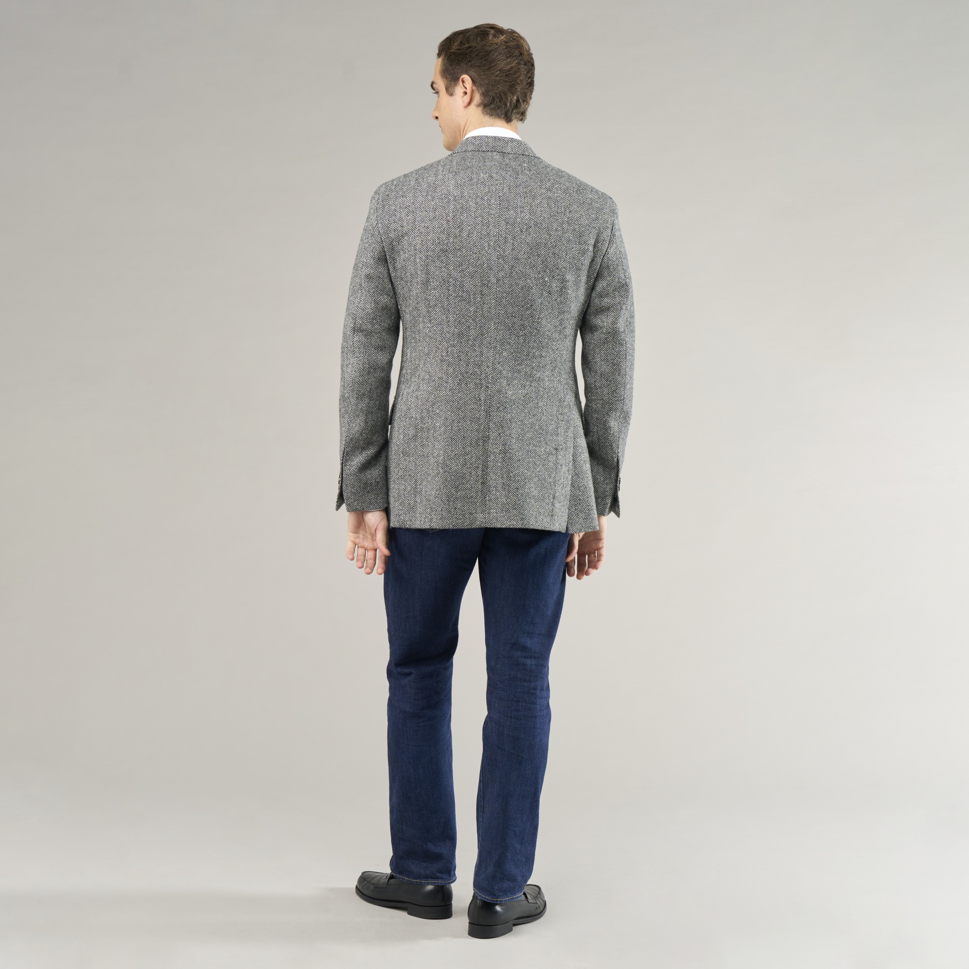 Veste Tweed à Chevrons gris