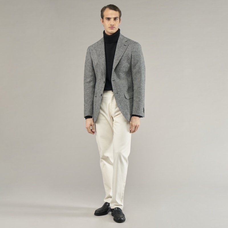 Veste Tweed à Chevrons gris