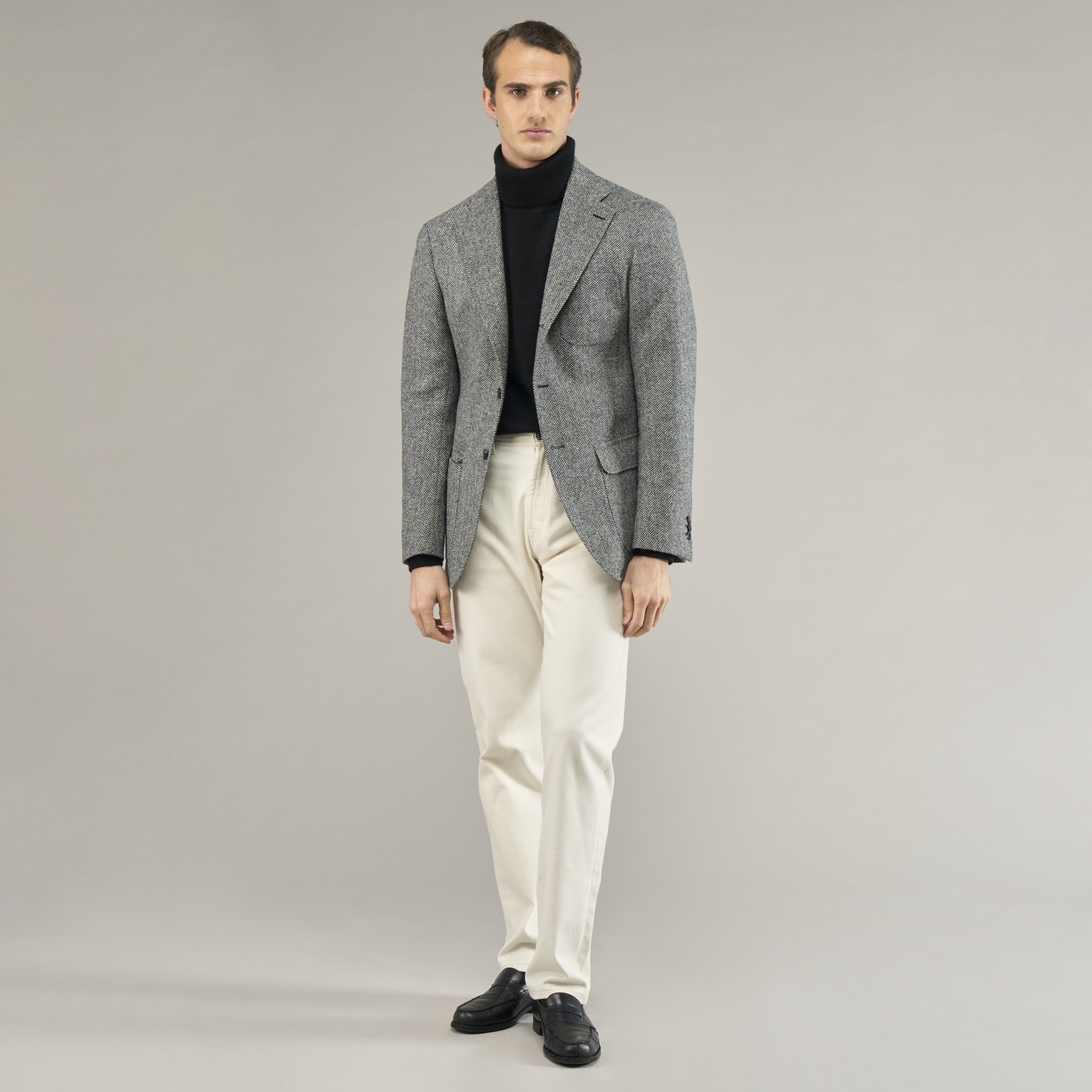 Veste Tweed à Chevrons gris