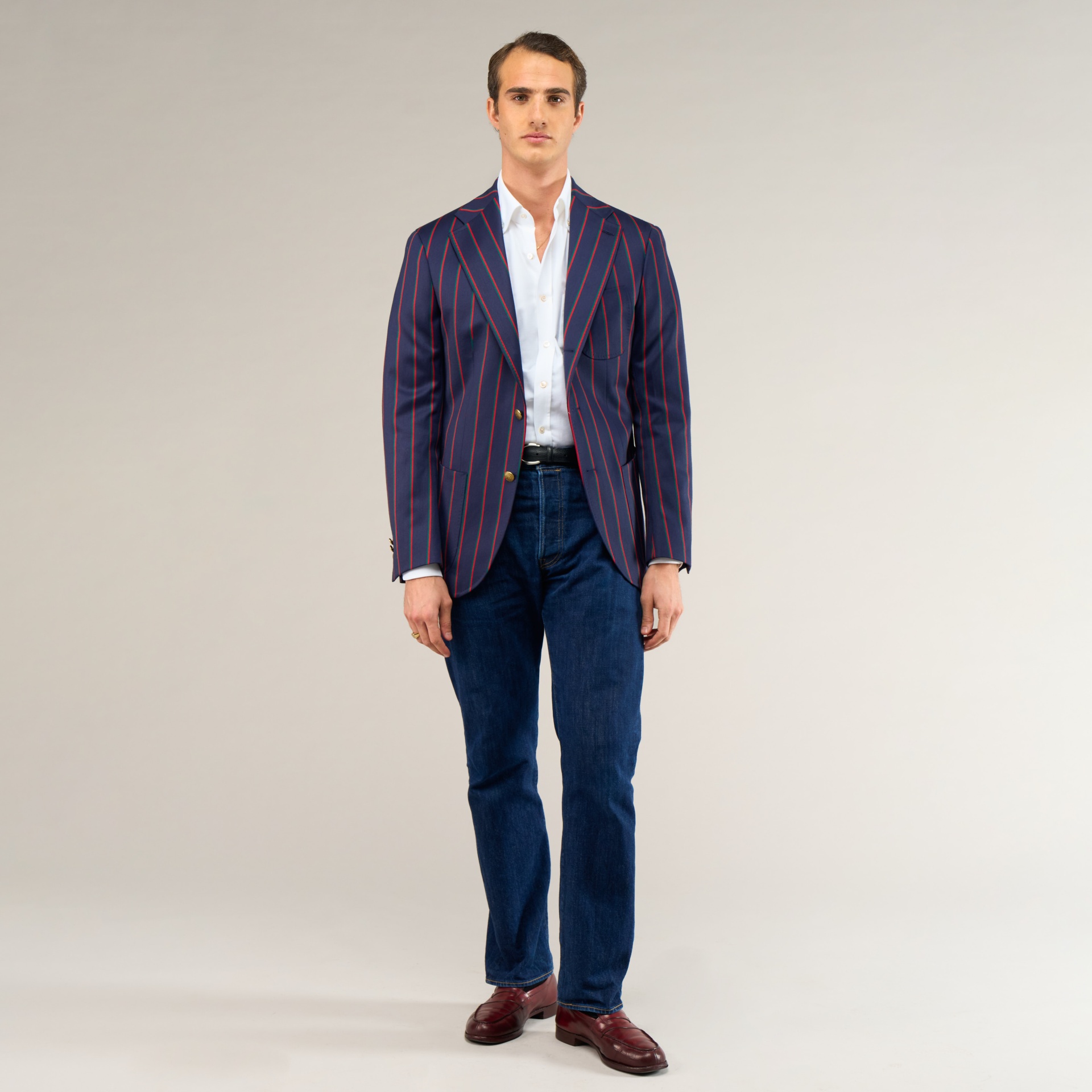 Veste sport rayée marine | Blazer élégant homme | Cotton Society