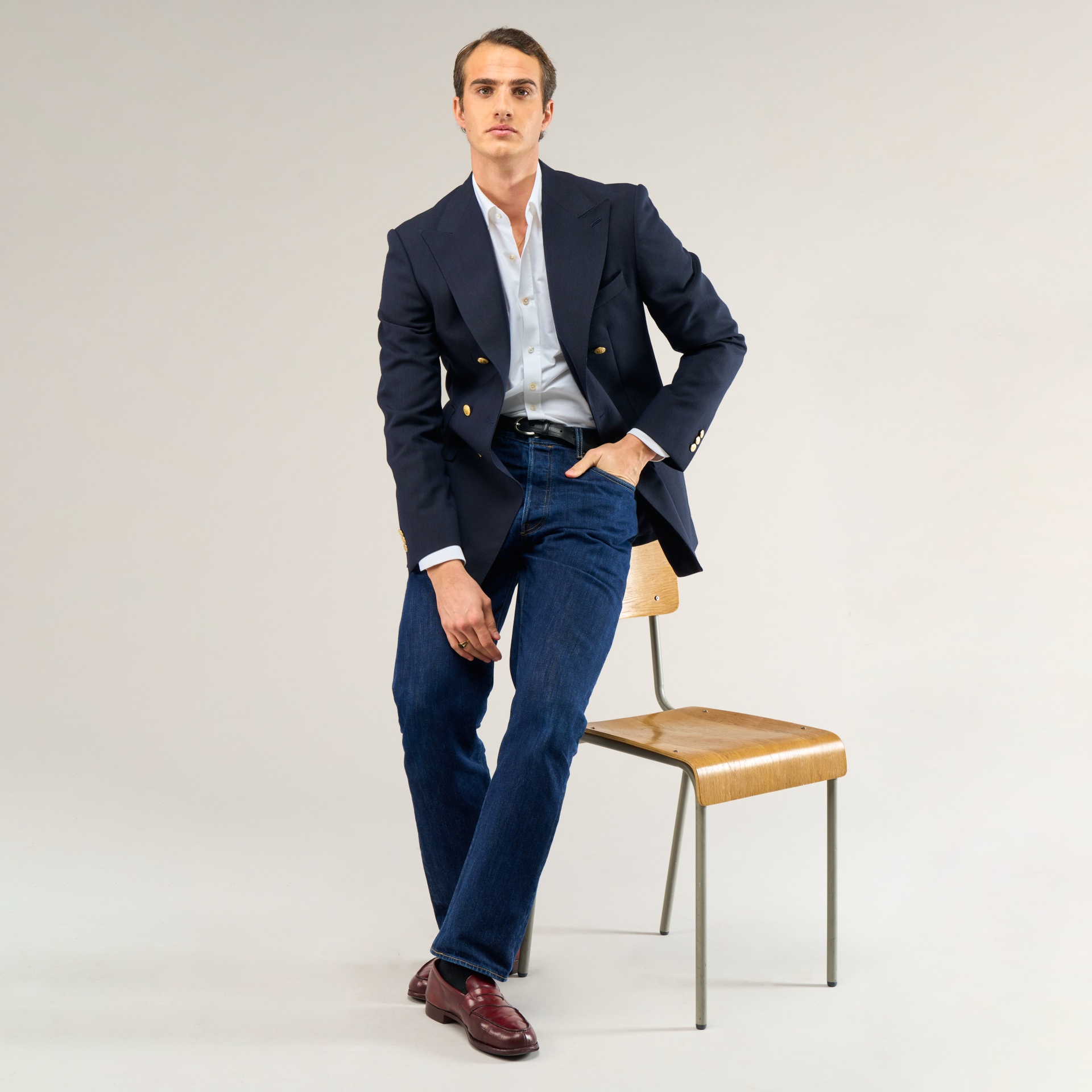 Veste croisée bleu marine Fresco 2 plis | Blazer classique homme